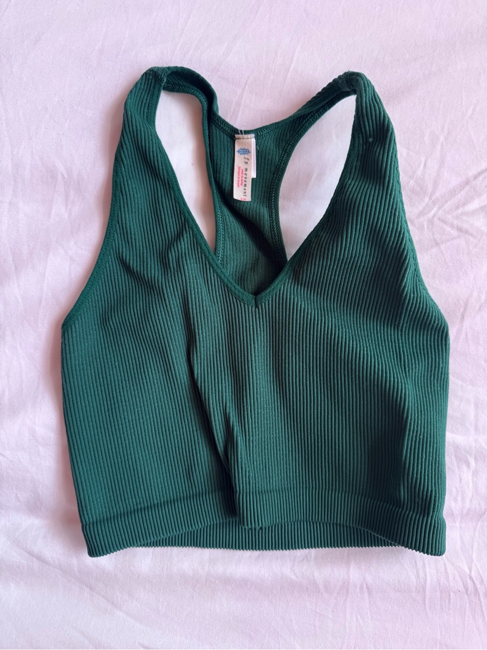 FP Movement by Free People Ribbed Racerback Bralette - Deep Green